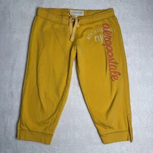 Aeropostale Capri Sweatpants Womens Small Y2K Aero Spell out Low Rise Yellow Zip
